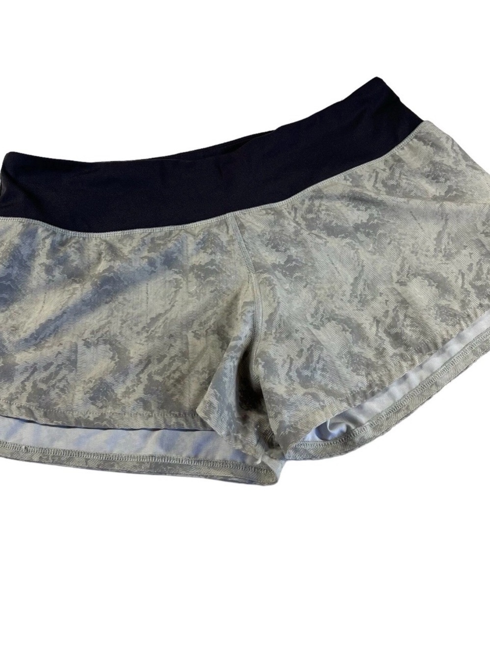 Vuori Light Gray Athletic Shorts with Black Waistband Lined